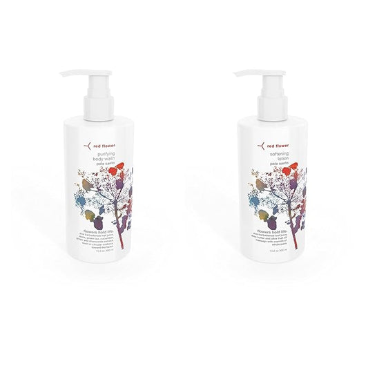 Red Flower Palo Santo Body Care Bundle – Purifying Body Wash & Softening Lotion (2-Piece Set)