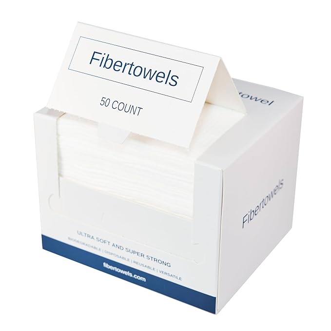 Fibertowels XL Disposable Face Towels 10” x 12” Eucalyptus Fiber Face Towelettes, Ultra Soft Facial Tissue Wipes for Women, Skin Friendly Dry Wipes Makeup Remover 50 Count (Pack of 1)