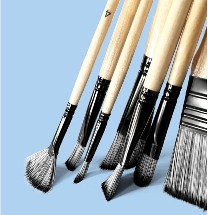 CPLAGYUEWZ Paint Brushes Set, 1 Pack 7 Pcs Round-Pointed Tip Nylon Hair Artist Acrylic Paint Brushes for Acrylic Painting Oil Watercolor, Face Nail Art, Canvas, Miniature Detailing & Rock Painting