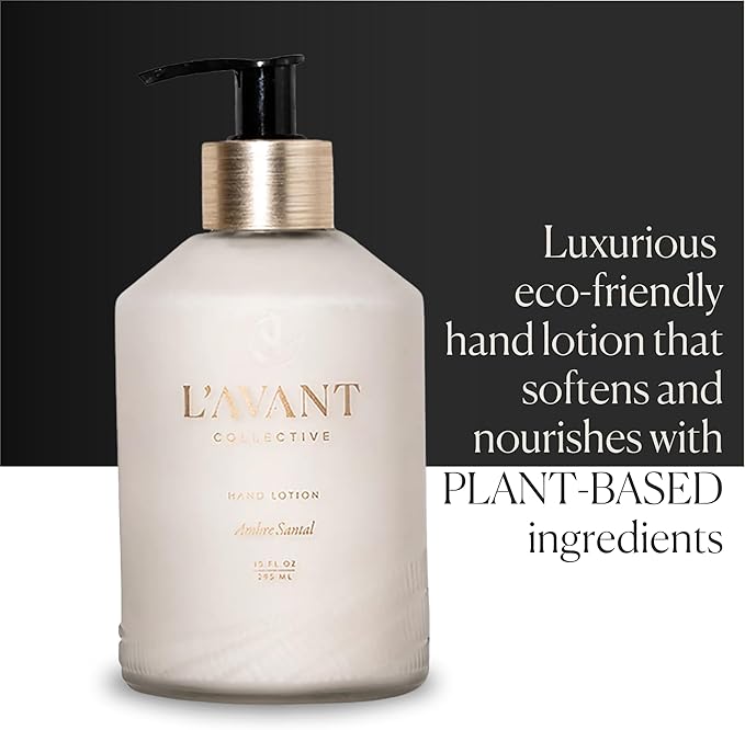 L’AVANT Collective High Performing Hand Lotion | Hydrating, Plant-Based Moisturizer w/Naturally Derived Ingredients | Ambre Santal Scent | 10 FL oz Refillable Bottle