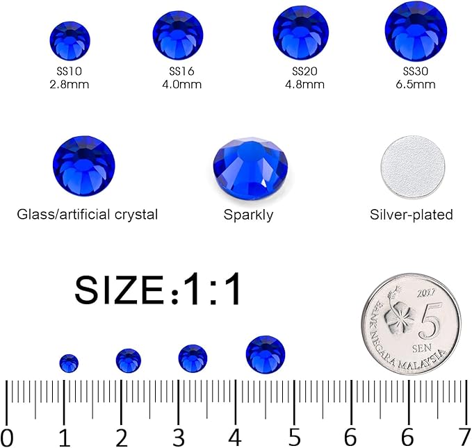 MEIBITE Flatback Rhinestones Bulk, 14400PCS Sapphire Rhinestones for Clothes DIY Decoration Crafts, Sapphire, SS16, 3.8-4.0mm
