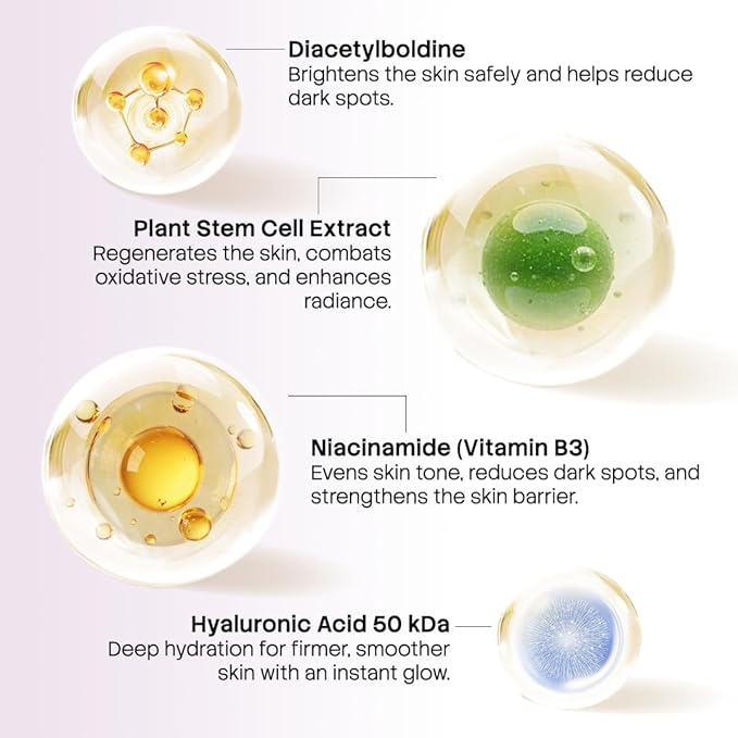Meso White Facial Serum Ampoules – Uneven Tone Appearance & Skin Radiance Support with Niacinamide, Stem Cells & Collagen – 6 Vials (0.17 fl oz Each)