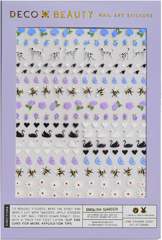 Deco Beauty English Garden - Super Thin & Easy-to-Apply Nail Art with the Cutest Designs -Durable & Long-Lasting Nail Art Stickers and Decals for Women, for DIY At-Home Manicures & Salon-Quality Nails