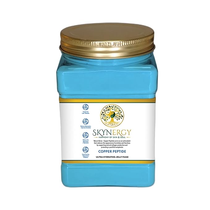 Copper Peptide Jelly Mask - Professional Grade Hydro Glo Peel Off Face Mask for Hydration & Radiant Glow - Suitable for All Skin Types, Vajafacial Jelly Mask | 12 Applications (30 fl oz)