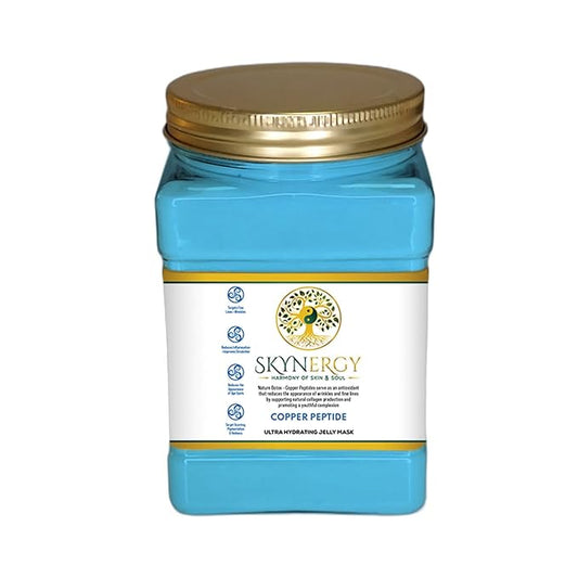 Copper Peptide Jelly Mask - Professional Grade Hydro Glo Peel Off Face Mask for Hydration & Radiant Glow - Suitable for All Skin Types, Vajafacial Jelly Mask | 12 Applications (30 fl oz)