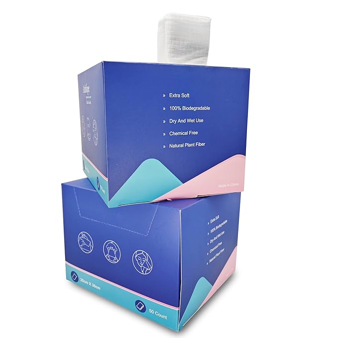 Atitifope Disposable Face Towels Makeup Remover Wipes Super Soft and Thick Dry Cleaning Cloths (100Count (2Boxes))