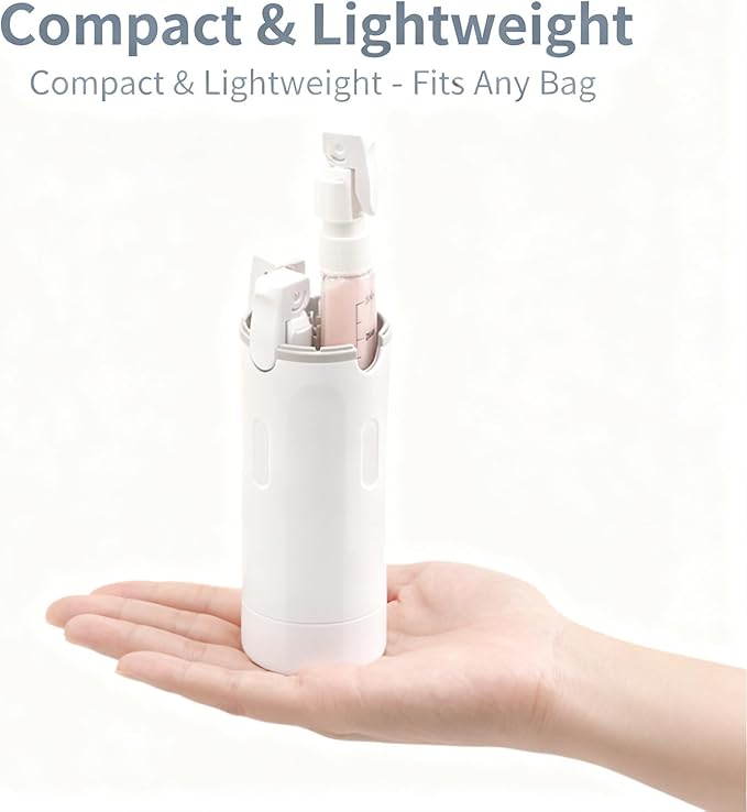 4 in 1 Travel Dispenser Bottle, 4 Pump Travel Bottle Set, 4 in 1 Leak Proof Travel Bottle Dispenser, with Measurement Scale & Label Stickers, for Toiletries (A*2)