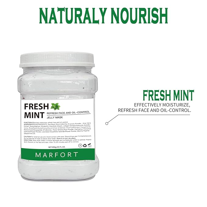 Jelly Mask for Facials Peel-Off Powder Hydrojelly Mask Peel Off Face Masks SkinCare Combination with Professional Skincare Spa Moisturizing & Hydrating 23 Fl Oz (Fresh Mint)