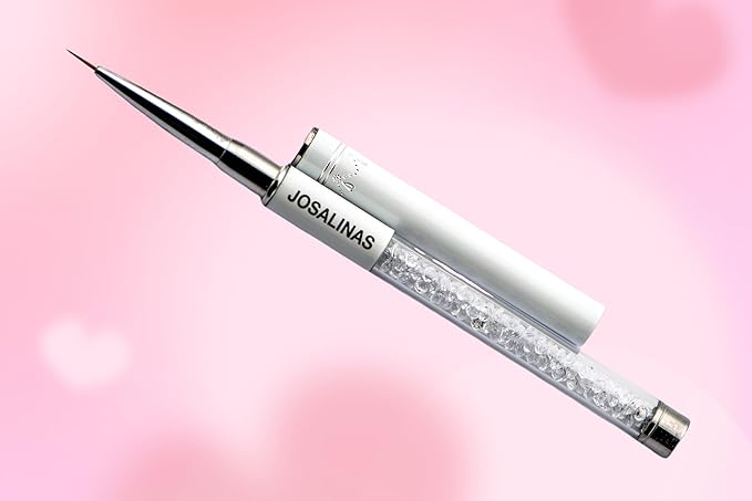 JOSALINAS Nail Brushes Art Pen 2PCS, Gel Polish Painting Tools with Nail Extension Gel Builder, Salon at Home DIY Manicure (White-Liner#7mm)