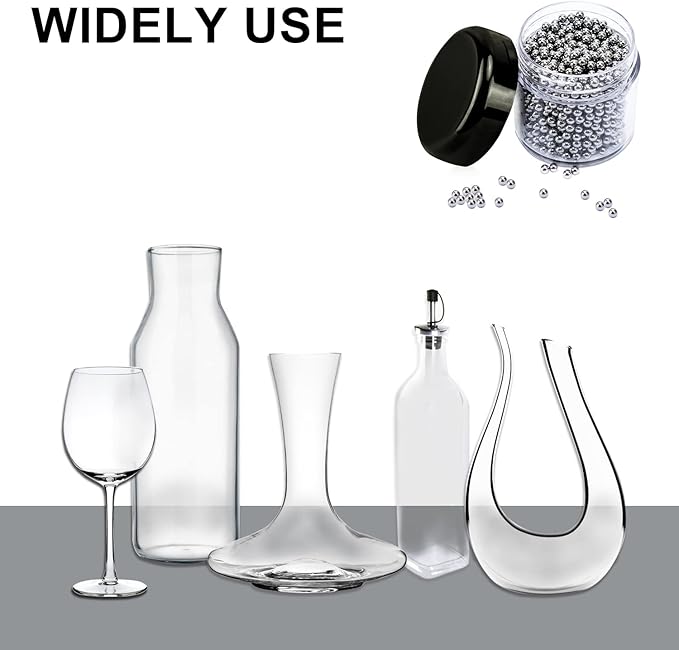 1500 PCS Metal Cleaning Beads Reusable Decanter Beads for Glass Bottles, 304 Stainless Steel Water Bottle Cleaner Balls 3mm Wine Glass Cleaning Beads for Decanters Vases Carafes, Wine Accessories