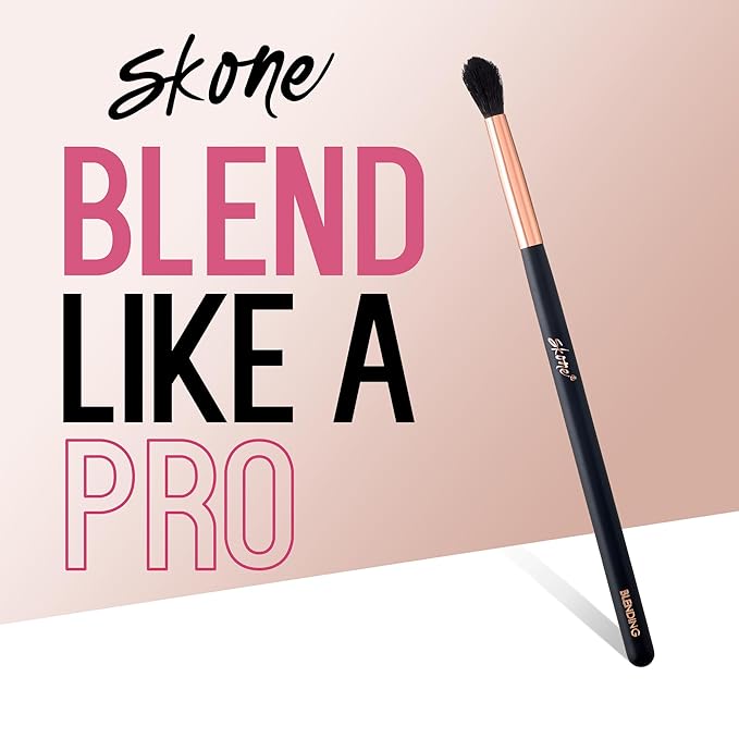 Skone Cosmetics Blending Eye Brush - Luxe Premium Rose Gold and Synthetic Eye Blending Brush - Professional Grade Nylon Blending Brush Used To Blend Eye Shadow Edges and Fine Lines - Blending Brush For Makeup Eyeshadow - Cruelty Free Makeup Brushes