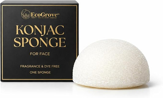 EcoGrove Konjac Face Sponge – Natural Luxury Facial Cleansing Puff, Soft Exfoliating Sponge for Sensitive Skin, Plant-Based Makeup Remover, Biodegradable, Dye-Free, Fragrance-Free, Sulfate-Free