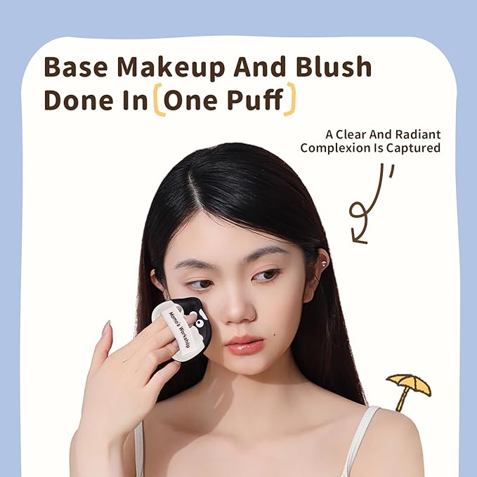 2-Pack Cute Lamb Makeup Sponges, 85° Precision Tip Blender for Foundation & Concealer, Rubycell & PU Leather for Flawless Full-Coverage Makeup & Storage Case