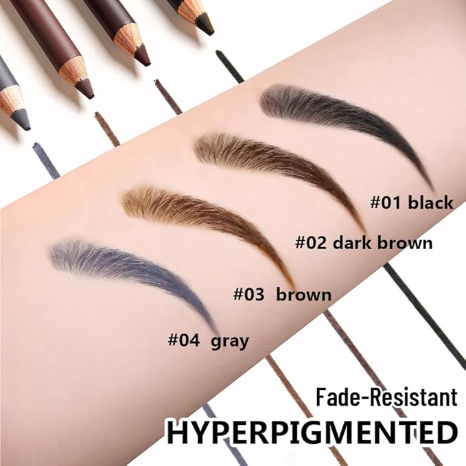 Eyebrow Pencils for Women with Sharpener, 6Pcs Hard-Core Wooden Eye Brow Eye Liner Pencils for Beginner Makeup, Waterproof & Sweat-Proof (6Pcs-Brown)
