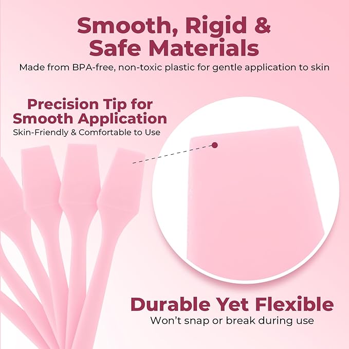 Kopperko Cosmetic Spatulas (2.5”, 100 Pack) - Small Plastic Spatula for Cosmetics, Creams & Crafts | Essential Esthetician Supplies | Makeup Spatula or Multipurpose Mini Applicator for Skincare | Pink