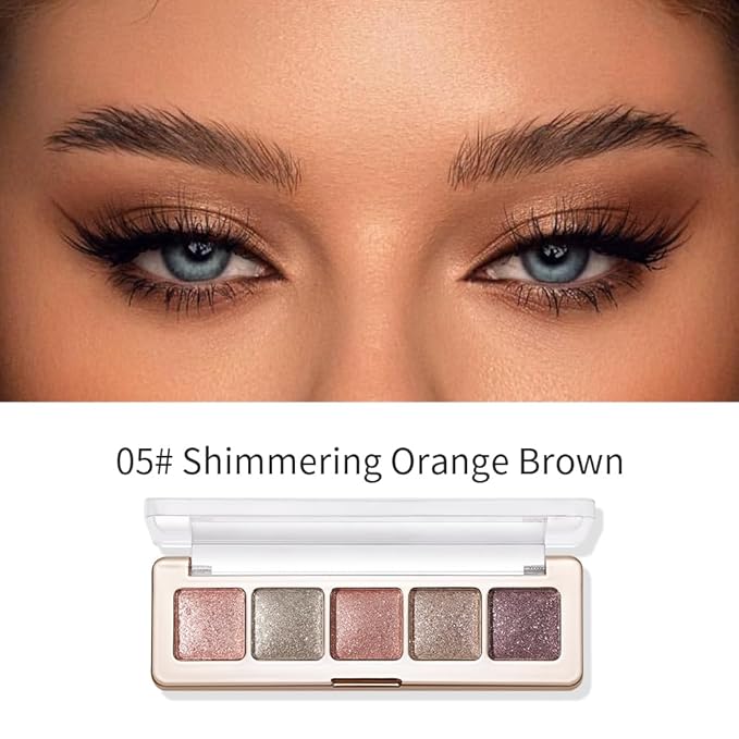 High Pigment Glitter Shimmer Eyeshadow Palette–Sparkly Metallic Eye Makeup in Rose Quartz, Silver Champagne, Coral Pink, Taupe Gold&Plum Silver Shades, Long-Lasting Festival Party Eye Glitter Palette