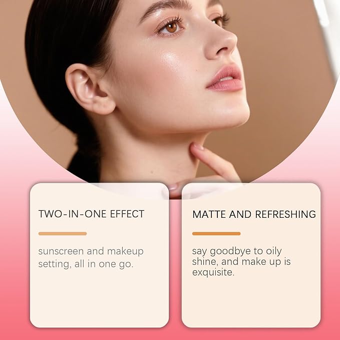 Mineral Sunscreen Setting Powder, SPF 50 Transparent Brush Powder, Long-Lasting,Lightweight Breathable, Oil Control Natural Matte, Suitable for Face, Scalp & Hair