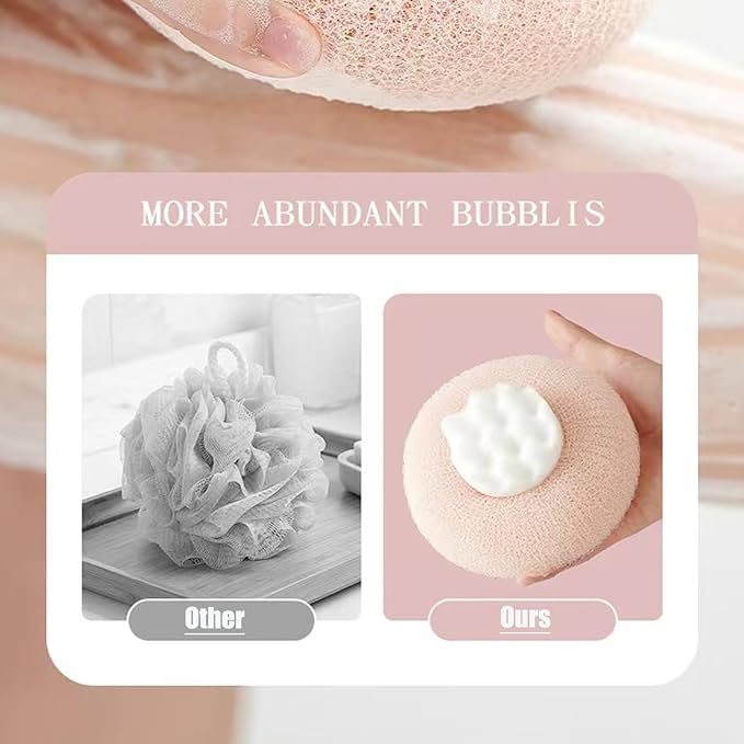 Super Soft Sunflower Suction Cup Bath Ball, 2025 Upgraded 2-in-1 Sunflower Ball Exfoliating Bath Sponge Cleaning Brush, Mesh Shower Body Sponge Accessories for Women, Men Shower (Cyan+Pink)