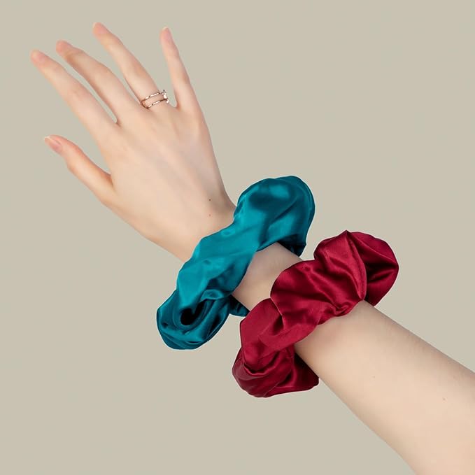 LILYSILK Silk Hair Scrunchies/Ties for Frizz & Breakage Prevention, 100% Mulberry, No Damage, Elastic ponytail Holders, 1Pc, Claret