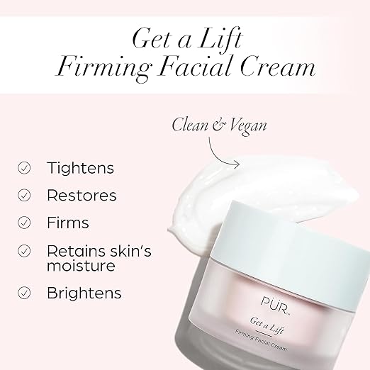 PÜR MINERALS Firming Facial Cream, Get a Lift by Triple-Action Lightweight Moisturizer for Face & Neck Tightens Sagging Skin & Restores Firmness for Fine Lines & Wrinkles - Non-Greasy & Gluten Free