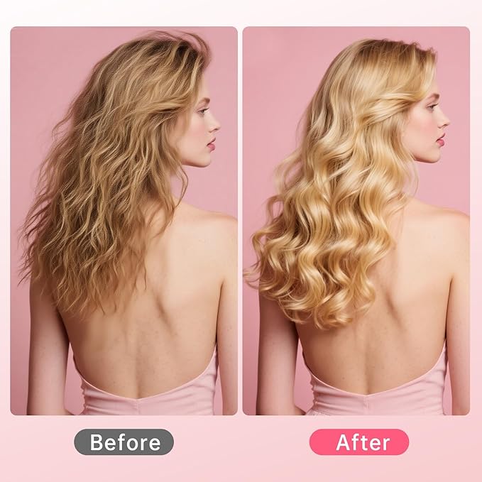 Hahahope Professional 2 Inch Curling Iron with Clamp - Large Barrel Curling Wand for Long Hair, Dual Voltage, Adjustable Heat Settings, Lightweight Design