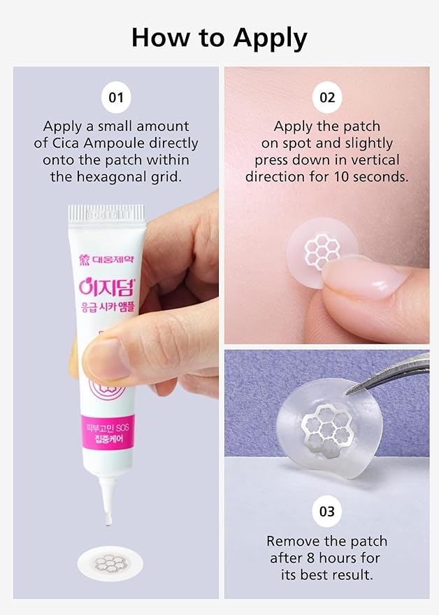 DWEasyDerm Quick Calming Magnesium Patches(20 patches) with Cica Ampoule - Intensive Care, Pimple patches, Hydrocolloid Band, Zits Spot care Overnight Home Care 2-8 hours, New boxs types