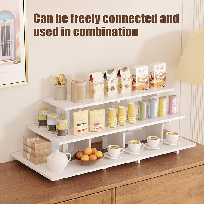 3 Tier Vendor Display Shelves, Display Stand Portable for Store Product Farmers Market Stand, Soap, Candles, Glasses, Jars, Crafts Show, Jewellery, White Display Stands for Vendor Events