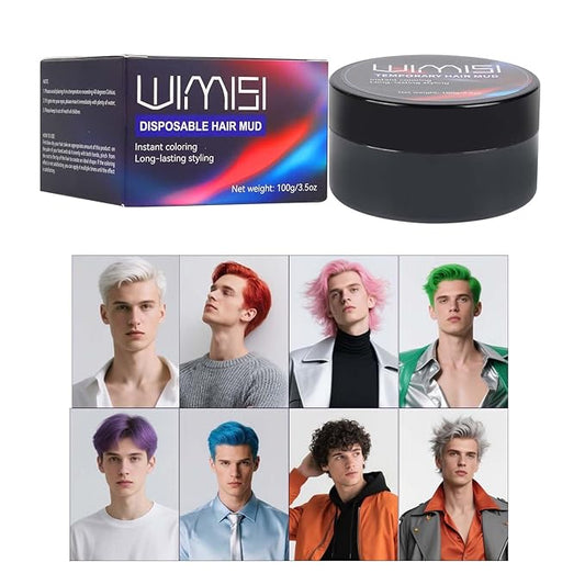 Temporary Hair Color Wax, Washable Styling Hair Clay, Instant White Hair Coloring Cream for Women Men Teens, DIY Hair Styling for Cosplay, Halloween & Parties (Black)