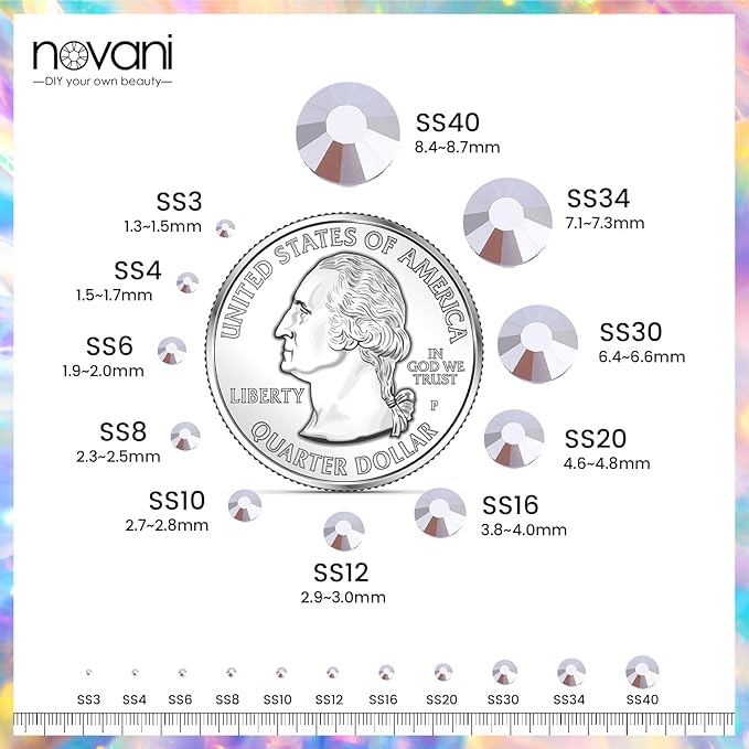 Rhinestones Flatback Rhinestones for Crafts Glass Nail Rhinestones Nail Gems Crystals Non Hotfix Rhinestones for Makeup Bags Shoes Decoration DIY(SS8,1440pcs,Silver)