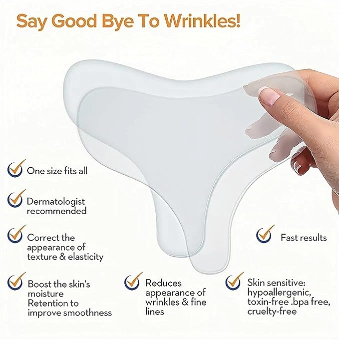 YIshiQI Neck Wrinkle Patches Chest Wrinkle Pads Pack of 4 -Antiwrinkle Silicone Pad- Silicone Facial Neck Sheet Reusable and Washable Wrinkle Patches Moisturizing for Treatment While Sleeping