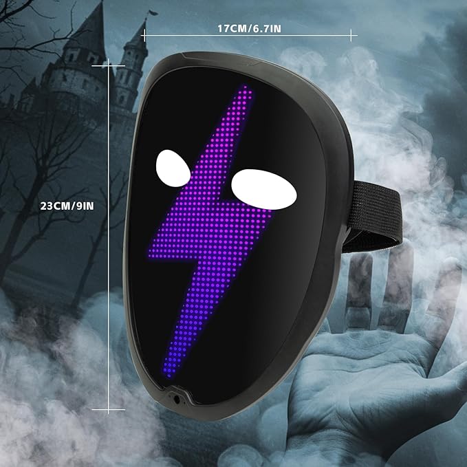 LED Mask with APP & Gesture Control - Perfect for Cosplay, Masquerade Balls & Party Costumes for Adult Unisex Mask