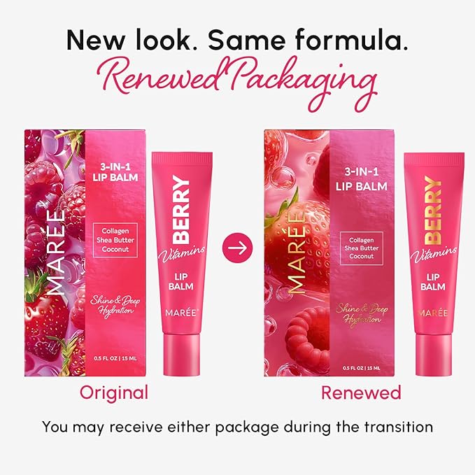 MAREE Lip Balm Hydrating – Lip Moisturizer For Very Dry Lips – Hydrating Lip Butter Balm with Hyaluronic Acid & Collagen – Peptide Lip Treatment Not Tinted – Balsamo Labial Hidratante de Labios