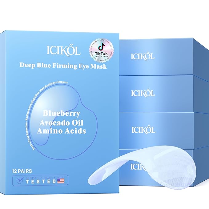 Under Eye Mask Reduce Dark Circles, Puffy Eyes, Undereye Bags, Wrinkles, Collagen Under Eye Patches, White Elephant Gifts for Adults, Vegan - Self Care (60 Pairs, Blueberry)