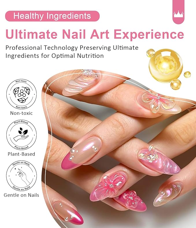 Pearl Chrome Nail Powder BISHENGYF -【Fairy Effect】Pink Chrome Nail Powder White Pearlesent Aurora Mermaid Iridescent Nail Chrome Powder, Metallic Mirror Glitter Pigment Dust For Nail Art DIY 2PCS