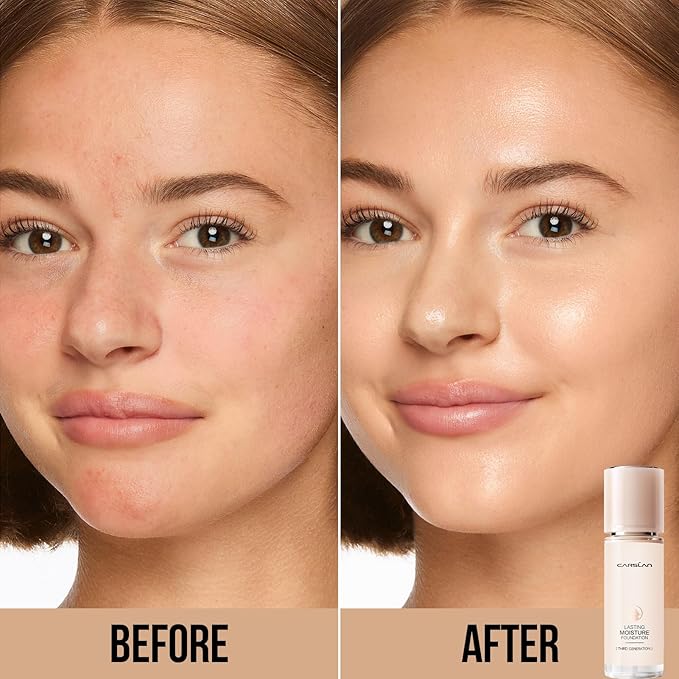 CARSLAN Lasting Moisture Foundation, 24H Longlasting Medium Coverage Dewy Finish Face Makeup, Poreless, Lightweight, Hydrating Liquid Foundation For Dry Skin, M01