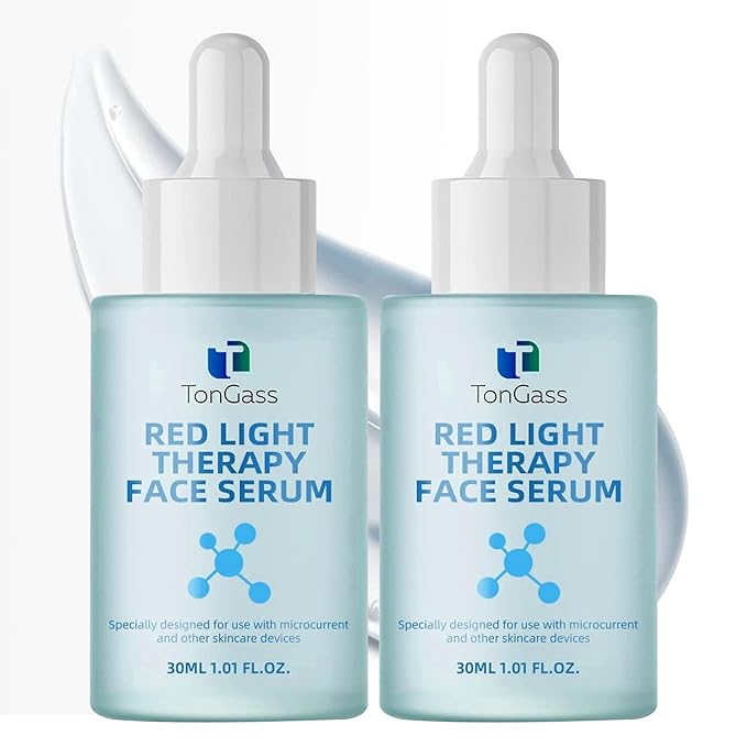 TonGass Hydrating Facial Serum for Face & Neck – Lightweight Absorbing Gel for Daily Moisture – Compatible with LED & Microcurrent Facial Tools – Smooth Skin Texture Enhancer - 2 Pack