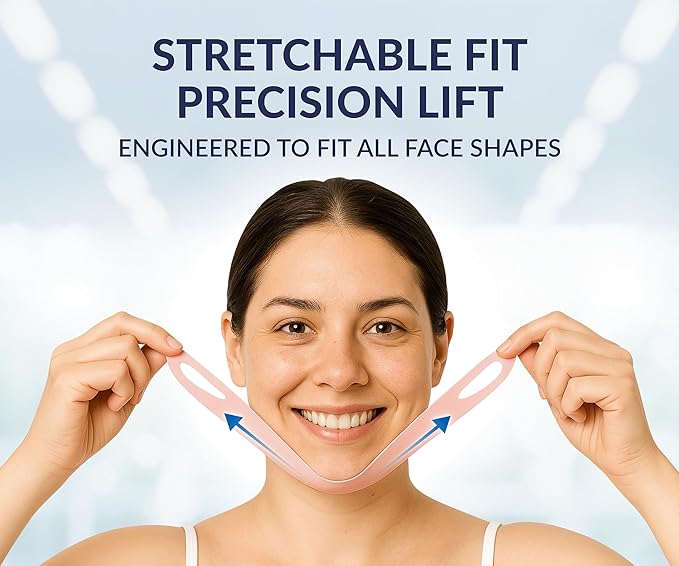 STYLIA V Line Lifting Collagen Mask - Lift, Firm & Contour Jawline - Tightening Double Chin Strap with Hyaluronic Acid & Aloe - Neck Tightening and Lifting Mask - Jawline Shaper Face Lift Tape (10PC)