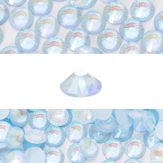 Novani 576 Pieces Flatback Rhinestones Glass Round Gems F-Lt.Blue Crystals for Nail Art DIY Crafts Clothes Shoes,SS30,6.4-6.6mm