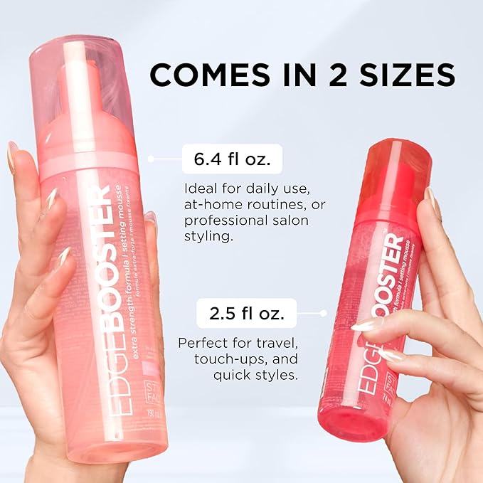 Style Factor EDGE BOOSTER Extra Strength Setting Mousse Travel Size – Frizz Control, Extra Volume, and Conditioning – 2.5oz Ruby Mousse for Curly Hair