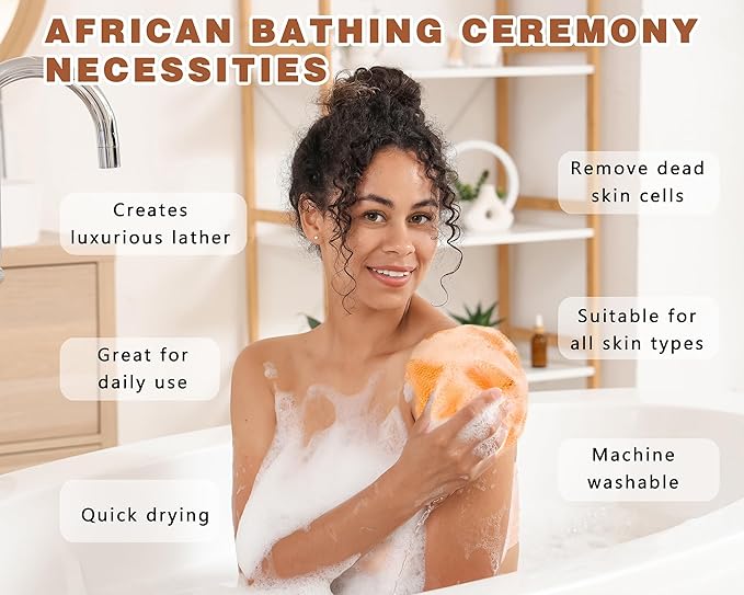 2 Pack African Net Sponge Exfoliating Body Scrubber Bath Sponge for Daily Use
