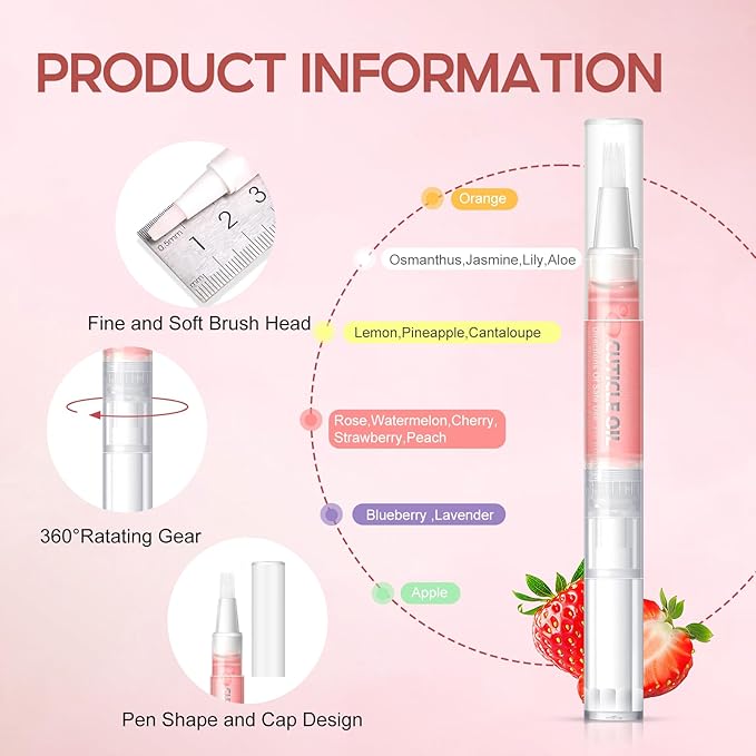 Peacecolor 16Pcs Cuticle Oil Pen for Nails Portable Nail Moist Nail Strengthener Nails Care Kit for Treatment Care Nail Softener and Strengthener