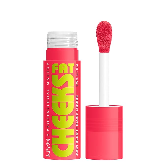 NYX PROFESSIONAL MAKEUP Fat Cheeks Liquid Blush, Buildable, Dewy Blush with Long-Lasting 12HR Wear - Bouncin Berry (Bright Watermelon)