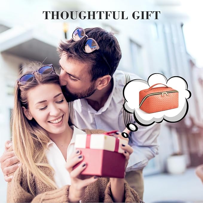 Personalized Makeup Bag, Valentine’s Day Gifts for Girl, Preppy Plaid Leather Cosmetic Travel Bag for Women, Travel Toiletry Organizer, Large Capacity Stuff Bag, Cute Cosmetic Pouch Skincare Bag