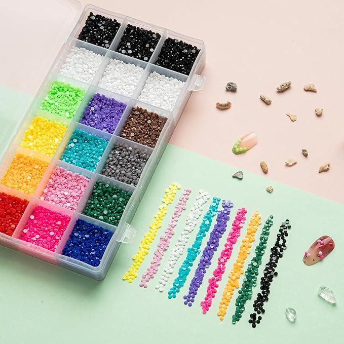 36000Pcs 3mm Candy Resin Rhinestones Kit- Resin Mixed Color Rhinestones for Nail Clothes Shoes Tumblers Decoration Flat Back Round