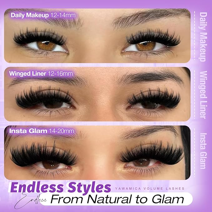 300D Fluffy Wispy Lash Clusters D Curl Thick Volume Individual Lashes with Subtle Spikes 12–20mm Cluster Eyelash Extensions DIY Eyelash Clusters for Soft Glam & DIY Lash Look by Yawamica