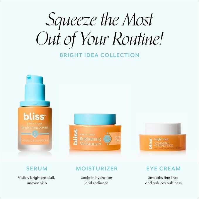 Bliss Vitamin C + Tri-Peptide Brightening Moisturizer | Squalane & Hydration Boosters | Anti-Aging Face Cream for Collagen and Elasticity | Clean Vegan & Cruelty Free 1.7 fl oz