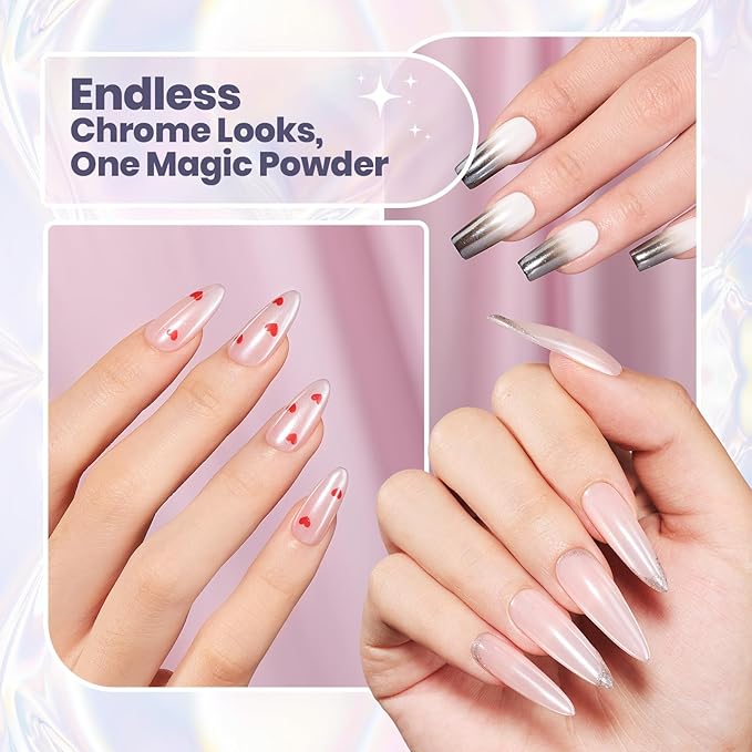Beetles White Chrome Nail Powder Pearl Mirror Effect Cromer Nail Powder for Gel Nails Glitter Manicure Gel Polish Holographic Pigment Nails Art Design Gifts for Women