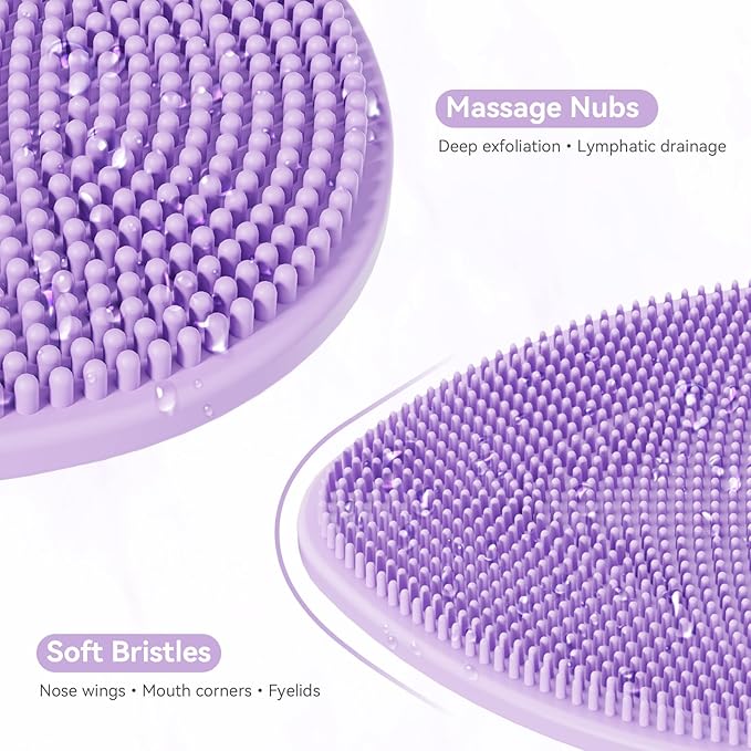 Silicone Face Scrubber 2 Pack, Manual Facial Cleansing Brush for Men and Women, Gentle Face Wash Brush for All Skin Type, Skin Care Face Brushes for Exfoliating, Pore and Blackhead Remover