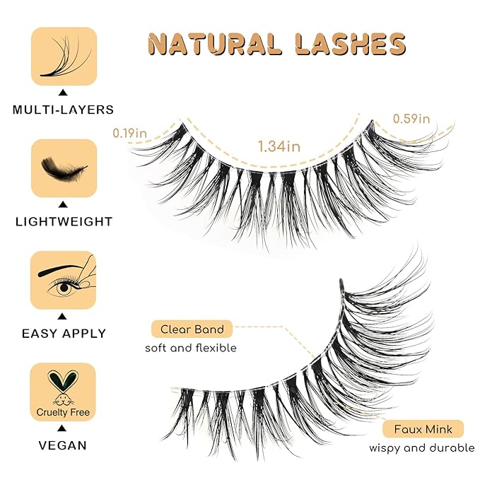 Eyelashes Cat Eye Strip Lashes Natural Look Short False Cateye Lash 14 Pairs Clear Band Fake Mink Eyelash Fluffy Pestañas Postizas Naturales