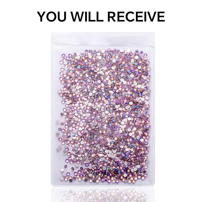 1440Pcs Pink AB Crystal Rhinestones,Glass Flatback Rhinestones Small Gemstones for Nail Face Makeup Art Crafts Clothes Decoration -(SS6,2.0mm,Pink AB)